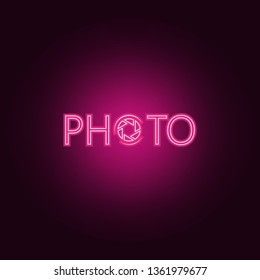logo photo icon. Elements of Photo in neon style icons. Simple icon for websites, web design, mobile app, info graphics