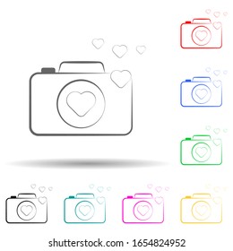 logo photo with love multi color style icon. Simple glyph, flat vector of photo icons for ui and ux, website or mobile application