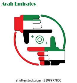 logo of the photographer design made from the flag of Arab Emirates, conceptual vector. 