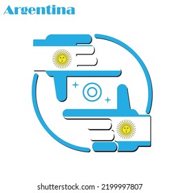 logo of the photographer design made from the flag of Argentina, conceptual vector. 