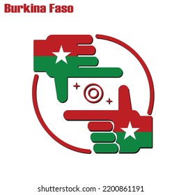 logo of the photographer design made from the flag of Burkina Faso, conceptual vector. 