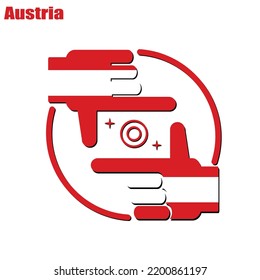 logo of the photographer design made from the flag of Austria, conceptual vector. 