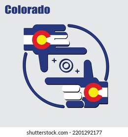 logo of the photographer design made from the flag of Colorado, conceptual vector. 