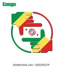 logo of the photographer design made from the flag of Congo, conceptual vector. 