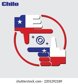 logo of the photographer design made from the flag of Chile, conceptual vector. 