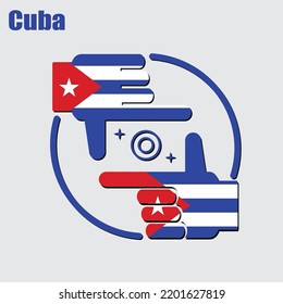 logo of the photographer design made from the flag of Cuba, conceptual vector. 