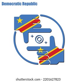 logo of the photographer design made from the flag of Democratic Republic, conceptual vector. 