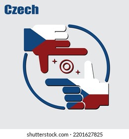 logo of the photographer design made from the flag of Czech, conceptual vector. 