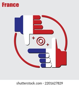 logo of the photographer design made from the flag of France, conceptual vector. 
