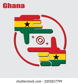 logo del diseño del fotógrafo hecho de la bandera de Ghana, vector conceptual. 