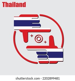 logo del diseño del fotógrafo hecho de la bandera de Tailandia, vector conceptual. 