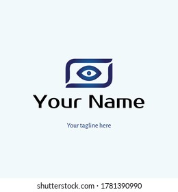 Logo del fotógrafo, el ojo está mirando a través de los dedos. Concepto de diseño, emblema, icono, elemento de logotipo plano para la plantilla.
