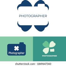 Logo for a photographer. Photo logotype. Blue Green colour palette