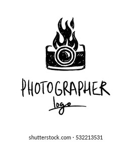 Logo for the photographer with a picture of a flaming camera.