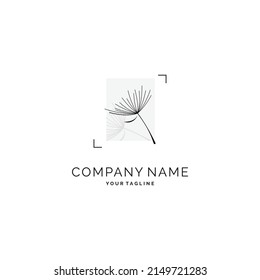 logo for photography using dandelion flower that is simple, luxurious and elegant