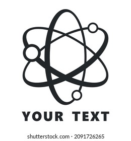 Logo für Physik oder Chemie. Atom und Elektronen. Wissenschaftliches Logo. Einzeln auf Weiß