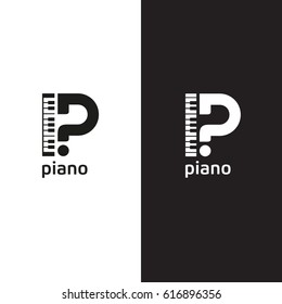 Logo piano in the form of a question mark, the search tool or the history of your musical instrument