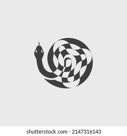 The logo is a pictogram of a spiral and a snake.