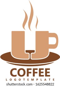 logo with a picture of a coffee cup that you can change with the name of your coffee product