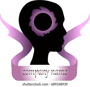 Logo with a picture of a head. Vector illustration. 