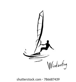 Logo with a picture of a windsurfer.