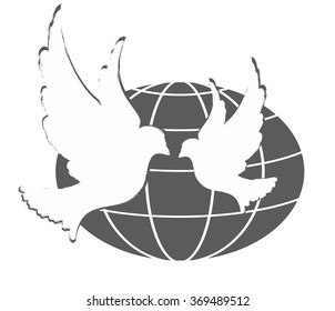 Logo of a pigeon with globe.