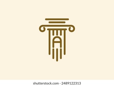 Logo Pillar lawyer letter A, Firm logo identy with Line minimalist pillar symbol illustration, Editable file