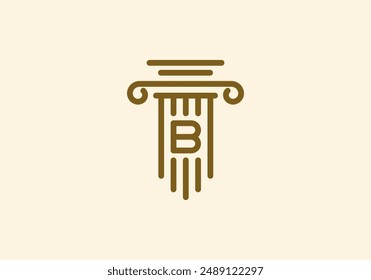 Logo Pillar lawyer letter B, Firm logo identy with Line minimalist pillar symbol illustration, Editable file