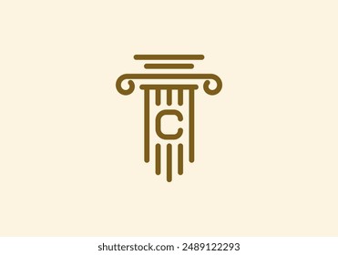 Logo Pillar lawyer letter C, Firm logo identy with Line minimalist pillar symbol illustration, Editable file