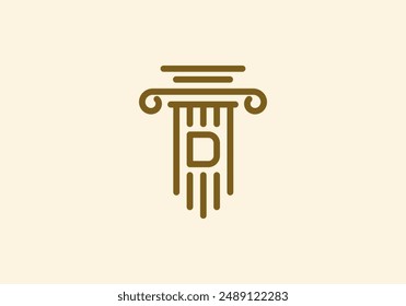 Logo Pillar lawyer letter D, Firm logo identy with Line minimalist pillar symbol illustration, Editable file