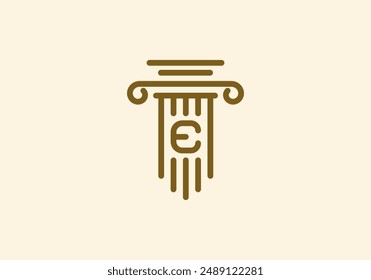 Logo Pillar lawyer letter E, Firm logo identy with Line minimalist pillar symbol illustration, Editable file