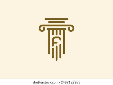 Logo Pillar lawyer letter F, Firm logo identy with Line minimalist pillar symbol illustration, Editable file