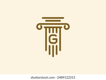 Logo Pillar lawyer letter G, Firm logo identy with Line minimalist pillar symbol illustration, Editable file