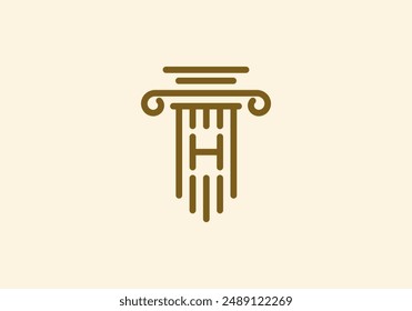 Logo Pillar lawyer letter H, Firm logo identy with Line minimalist pillar symbol illustration, Editable file