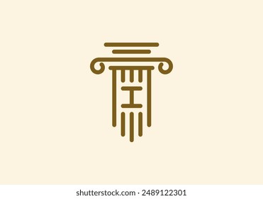 Logo Pillar lawyer letter I, Firm logo identy with Line minimalist pillar symbol illustration, Editable file