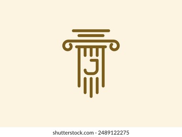 Logo Pillar lawyer letter J, Firm logo identy with Line minimalist pillar symbol illustration, Editable file