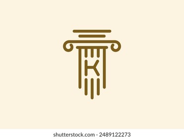 Logo Pillar lawyer letter K, Firm logo identy with Line minimalist pillar symbol illustration, Editable file