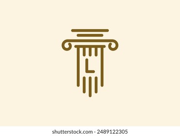 Logo Pillar lawyer letter L, Firm logo identy with Line minimalist pillar symbol illustration, Editable file