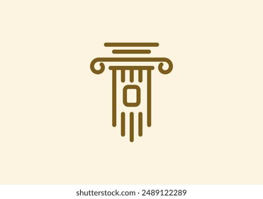 Logo Pillar lawyer letter O, Firm logo identy with Line minimalist pillar symbol illustration, Editable file