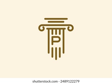 Logo Pillar lawyer letter P, Firm logo identy with Line minimalist pillar symbol illustration, Editable file