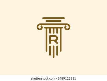 Logo Pillar lawyer letter R, Firm logo identy with Line minimalist pillar symbol illustration, Editable file