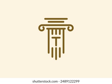 Logo Pillar lawyer letter T, Firm logo identy with Line minimalist pillar symbol illustration, Editable file