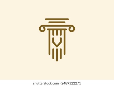 Logo Pillar lawyer letter V, Firm logo identy with Line minimalist pillar symbol illustration, Editable file