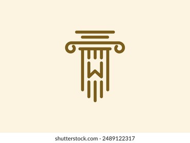 Logo Pillar lawyer letter W, Firm logo identy with Line minimalist pillar symbol illustration, Editable file