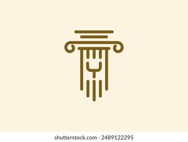 Logo Pillar lawyer letter Y, Firm logo identy with Line minimalist pillar symbol illustration, Editable file