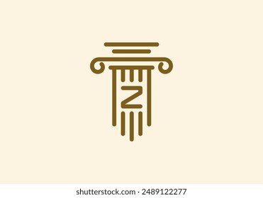 Logo Pillar lawyer letter Z, Firm logo identy with Line minimalist pillar symbol illustration, Editable file