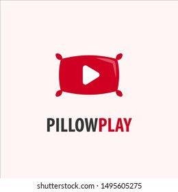 Logo Pillow. Play. Comfortable fluffy pillow thin line icon. Modern vector illustration