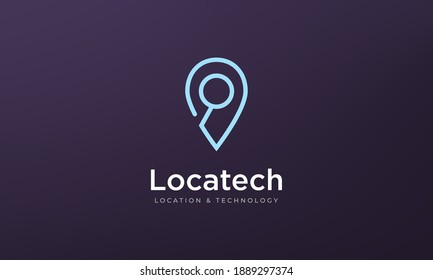 logo or pin icon, Simple position location with magnifying glass