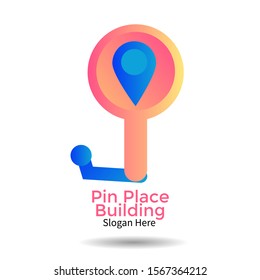 Logo pin place sign vector illustration for application 