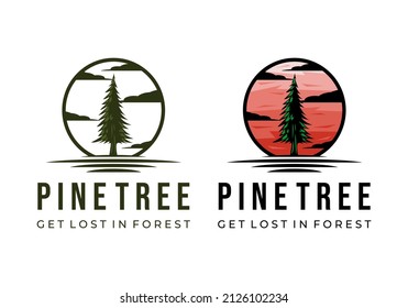 Logo Pine Tree Circle Vector Illustration Template With Simple Elegant Design Good For Any Industry